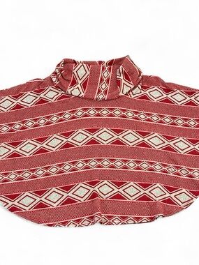 Forever 21 Aztec Poncho Sweater Red Western Cape Boho Cozy